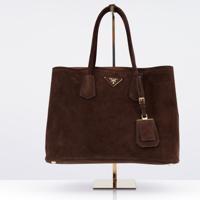 Prada Brown Suede Calfskin Handbag - Sold for $2,176 on 05-17-2026 (Lot 653).jpg